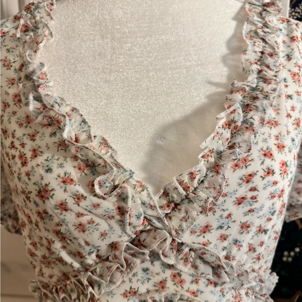 Trixxi Pink Floral Ruffle Mini Dress - Picture 2 of 5